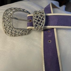 CARLISLE VINTAGE SUEDE AND SILVER FILIGREE BELT STYLE 1681 SIZE LARGE